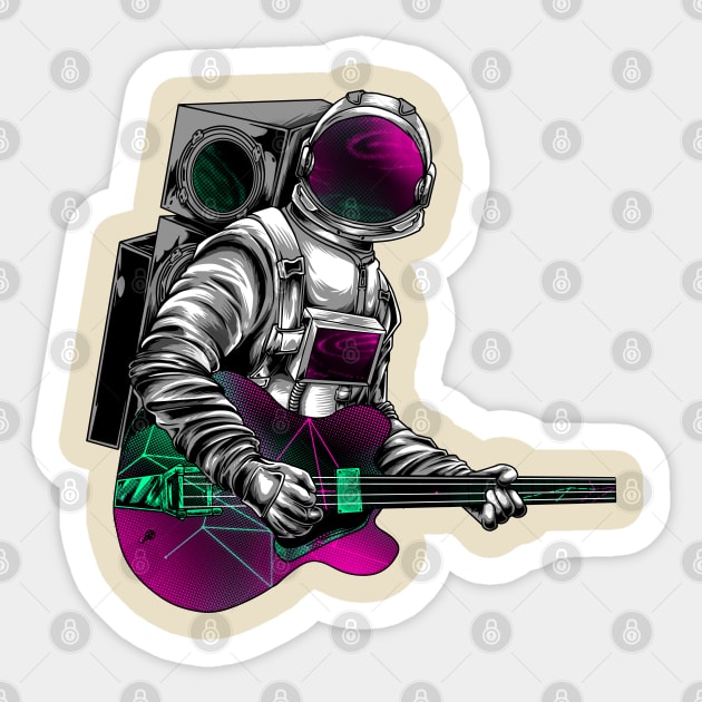 astronaut playing guitar Sticker by Mako Design 